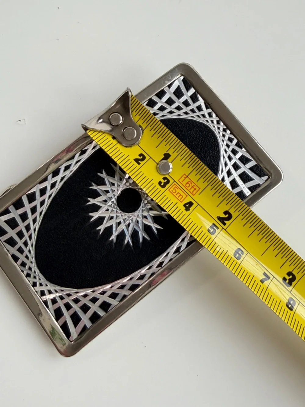 Vintage Tandy KALEIDOSCOPE Western Cowboy Belt Buckle Silver and Black